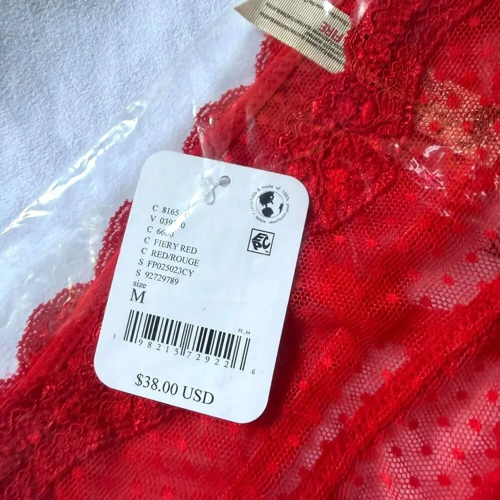 Intimately Free People NWT Midweek Longline Red Bra & Bottoms Set Size M